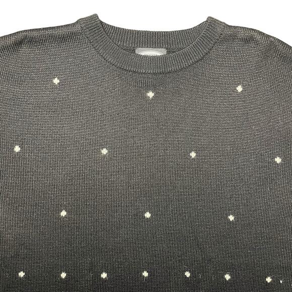 Vintage Meister Knit Crewneck Sweater Wool Blend Fair Isle Black Cream Large - Picture 2 of 6